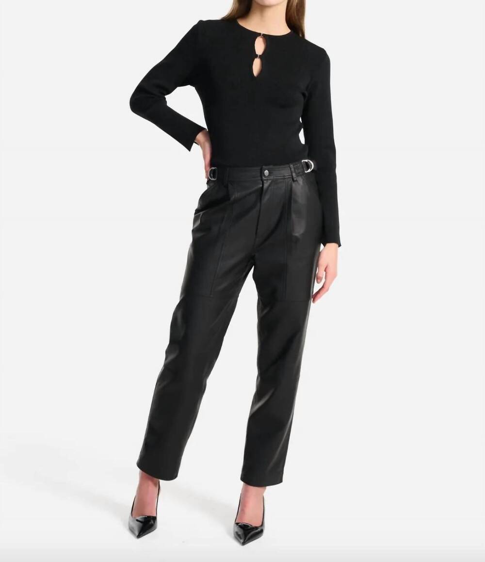 NEW ENA PELLY hazel buckled leather pant in black